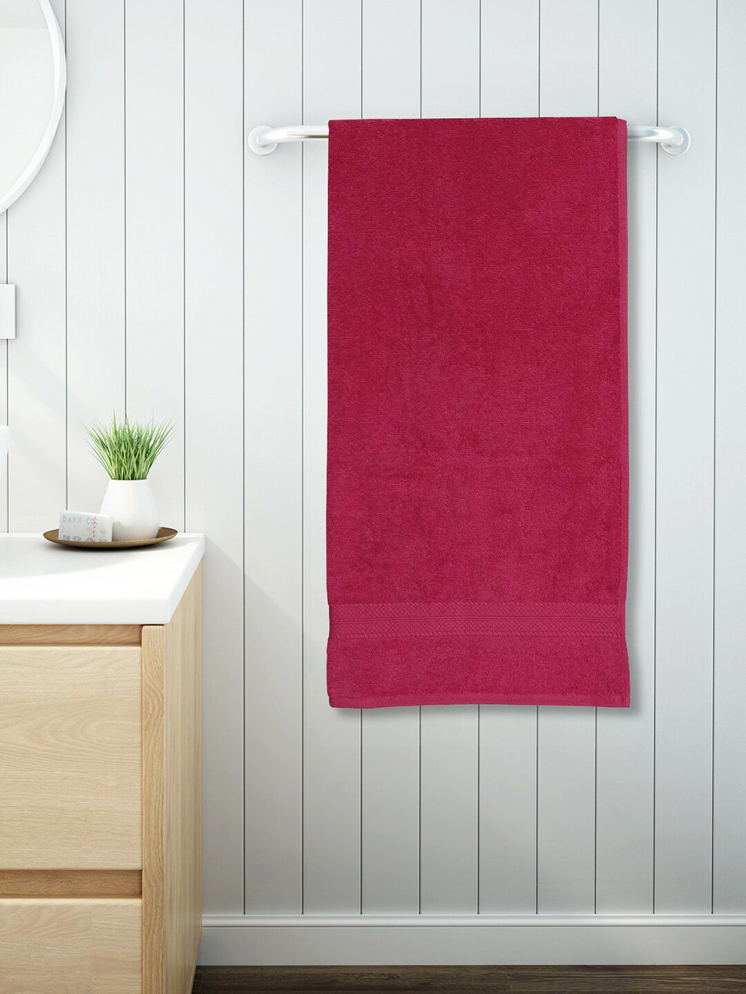 SPACES Pink Solid Pure Cotton Bath Towel Price in India