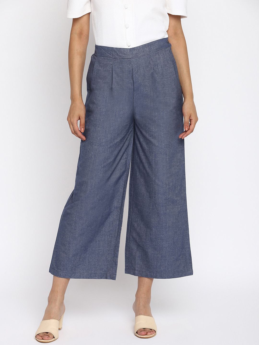 Mayra Women Blue Relaxed Loose Fit Culottes Trousers Price in India
