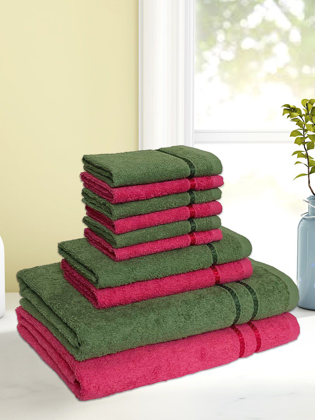 SPACES Set of 10 Pure cotton Towel Set Price in India