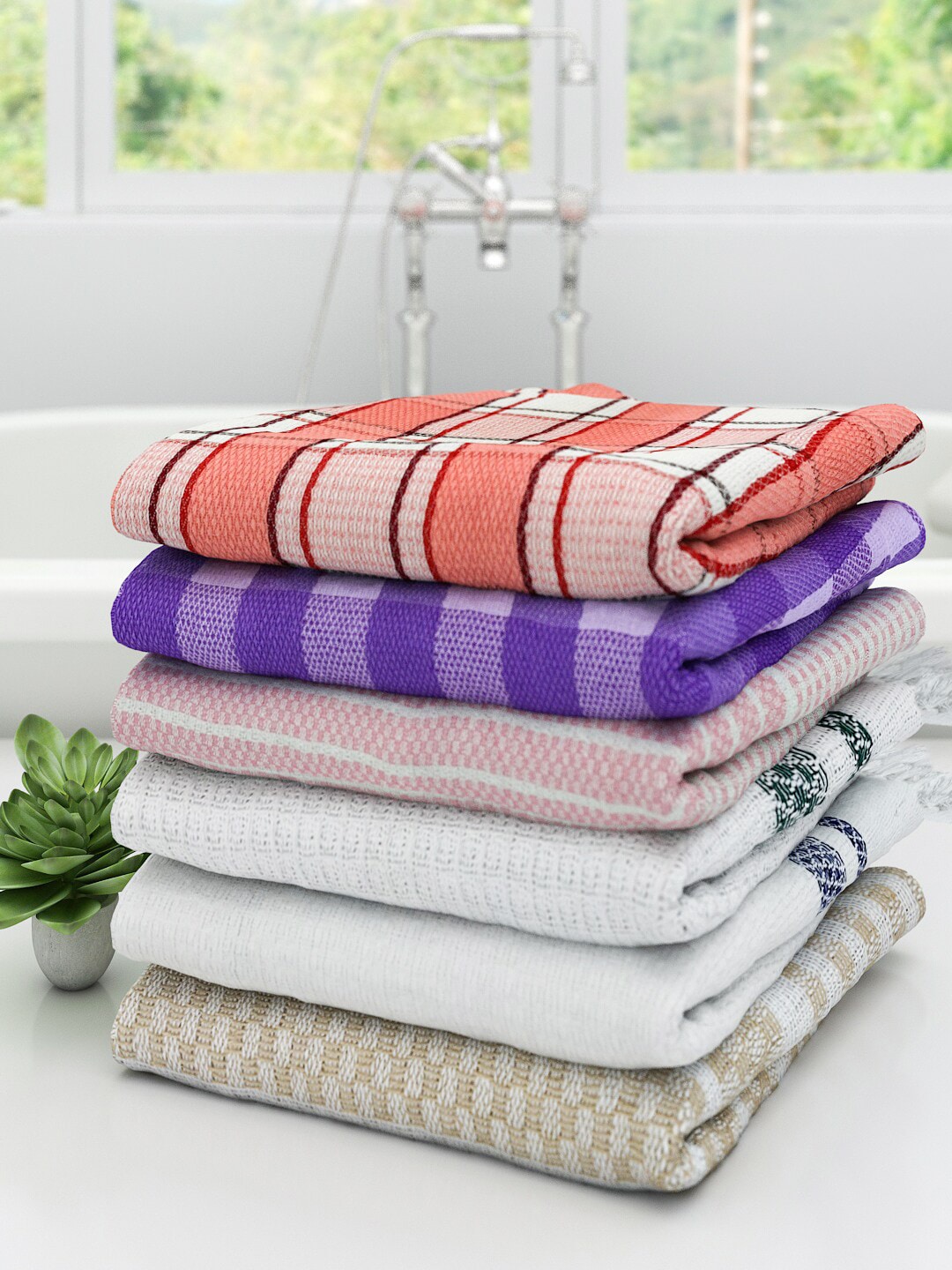 Athom Trendz Set of 6 Cotton Bath Towels Price in India