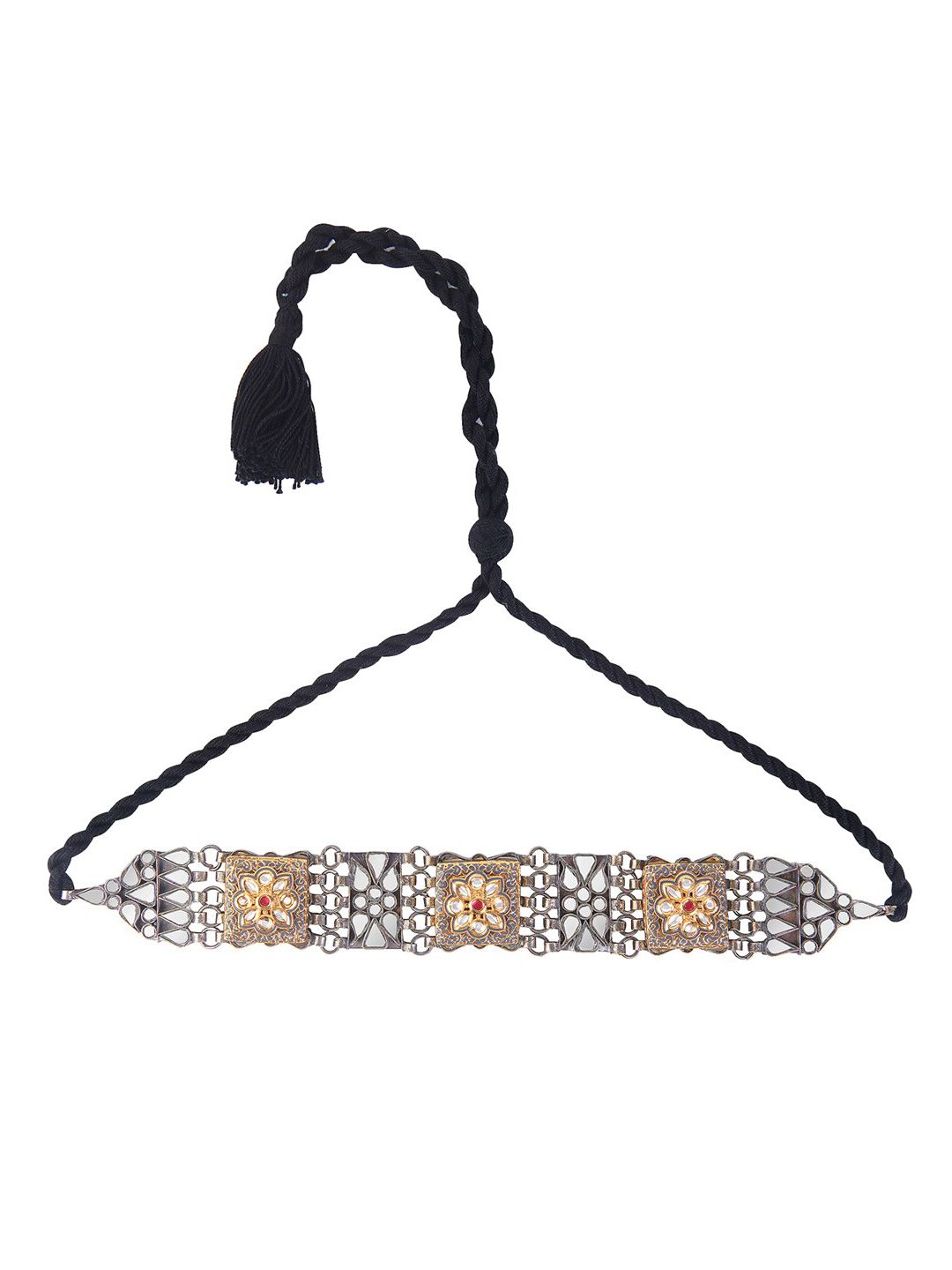 CURIO COTTAGE Gold-Toned Silver-Plated Oxidised Choker Necklace Price in India
