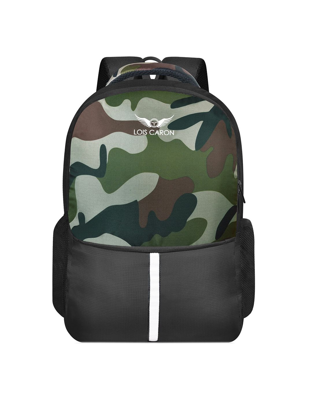 LOIS CARON Unisex Green & Grey Graphic Backpack Price in India