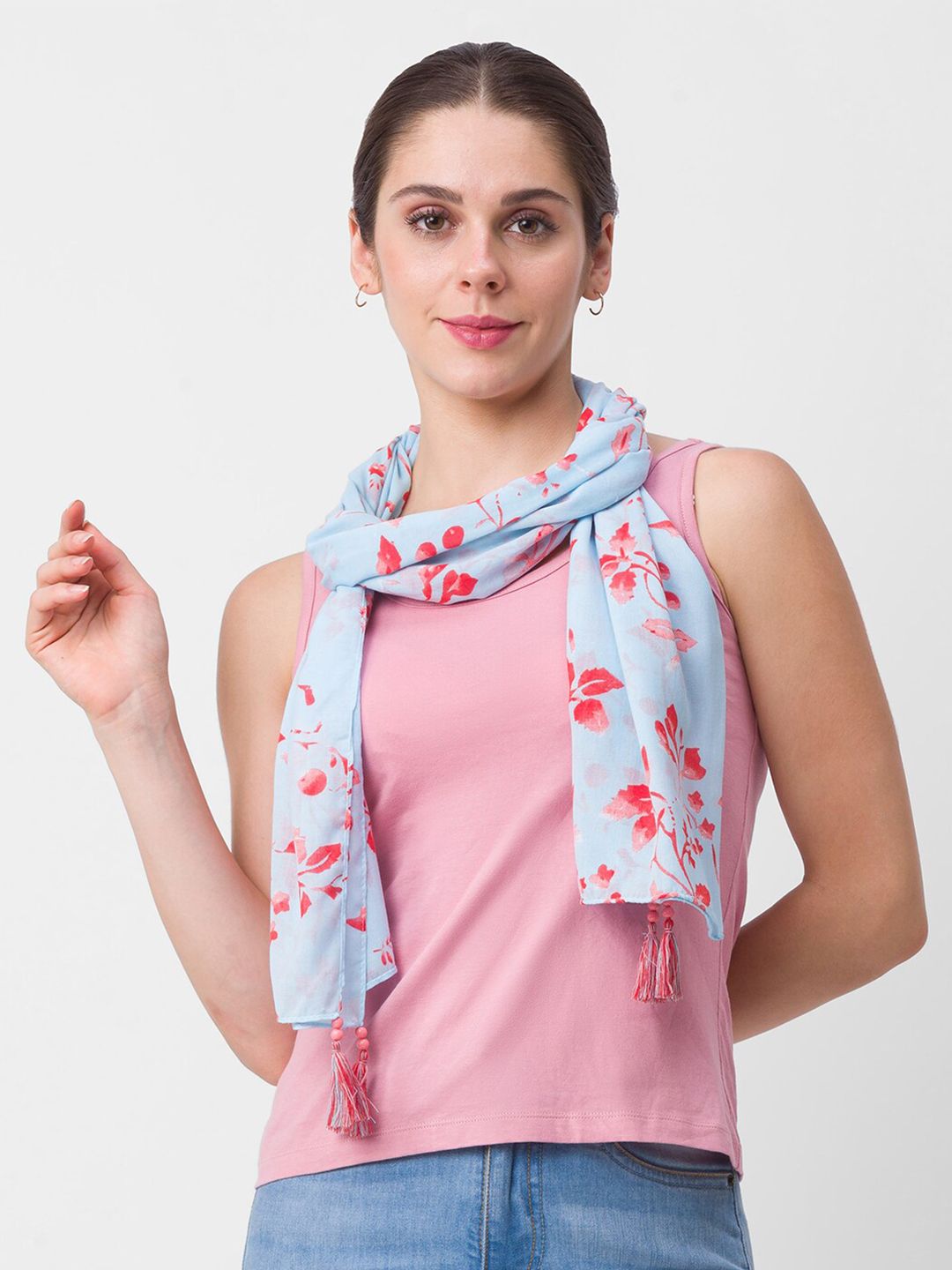 Globus Women Blue & Red Printed Scarf Price in India