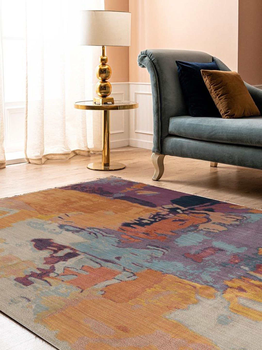 DDecor Purple & Yellow Abstract Patterned Rectangular Carpets Price in India