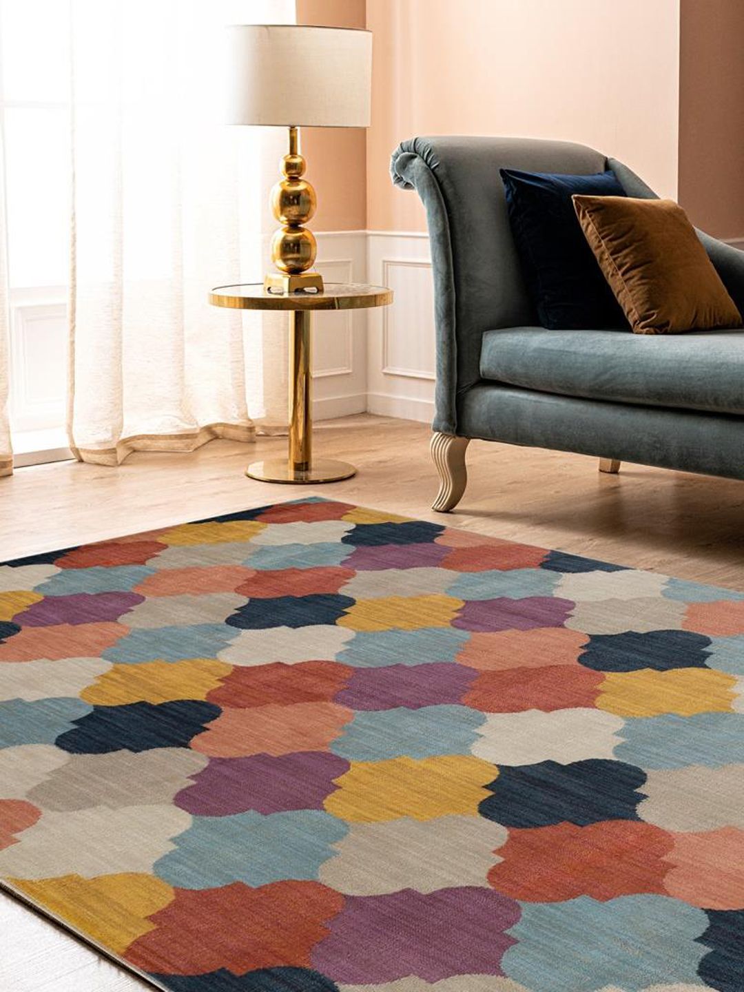 DDecor Purple & Beige Geometric Printed Carpet Price in India