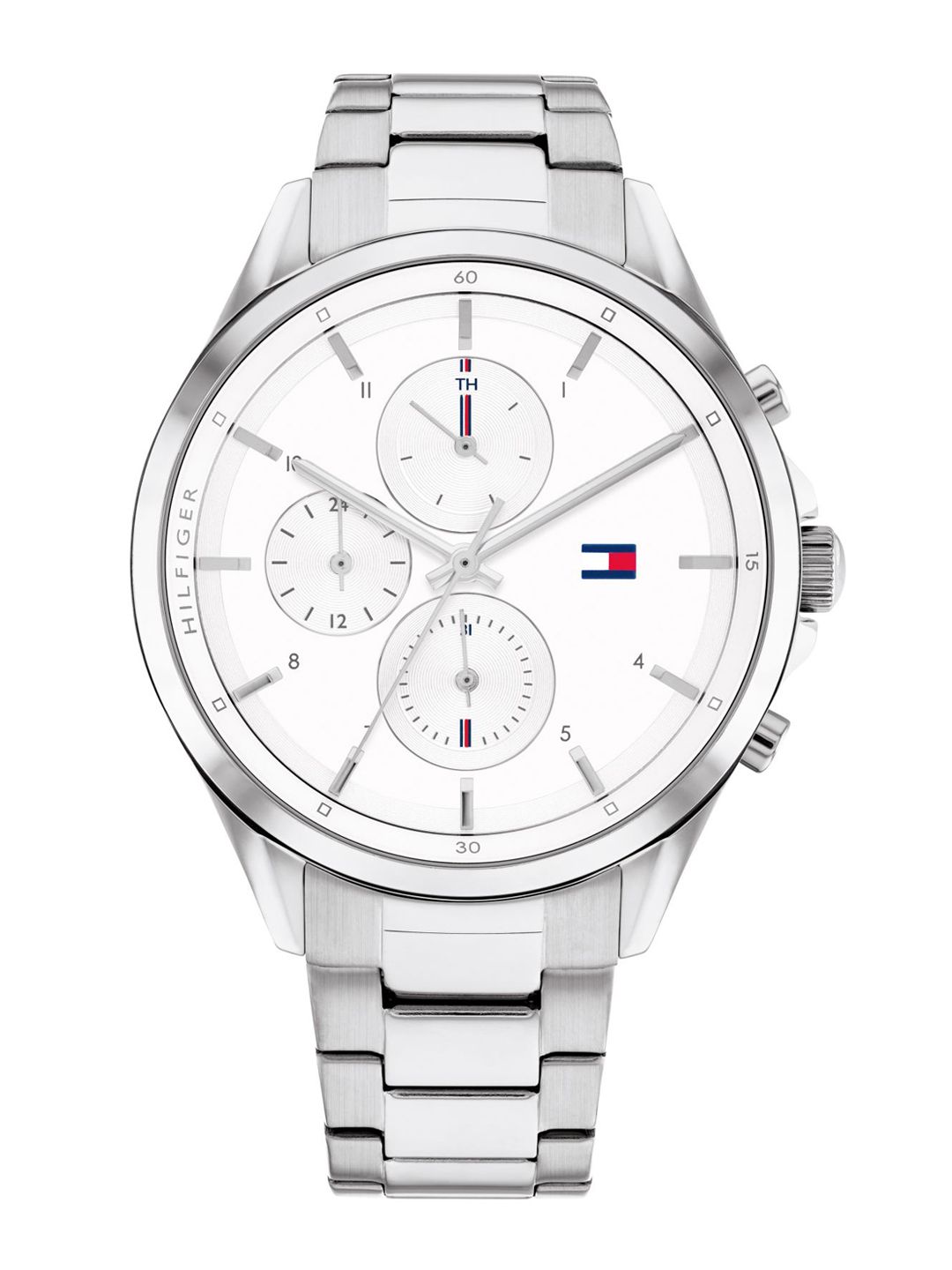Tommy Hilfiger Women White Dial & Silver Toned Stainless Steel Straps Analogue Watch Price in India