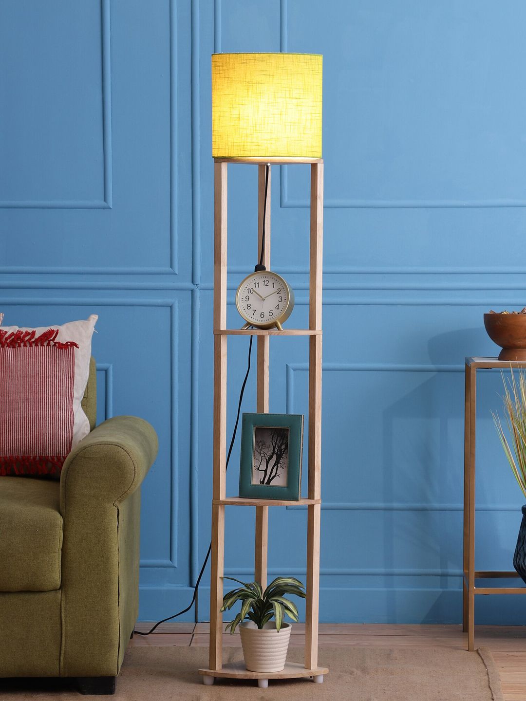 SANDED EDGE Green 3-Tier Traditional Floor Lamp Price in India