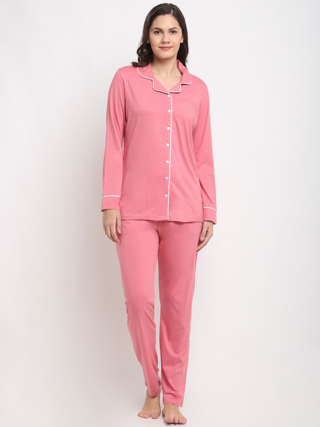Kanvin Women Pink Pure Cotton Night suit Price in India