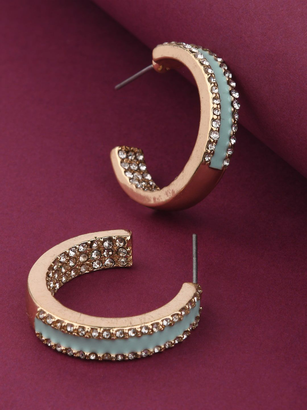 Accessorize Women Blue Circular Half Hoop Earrings Price in India
