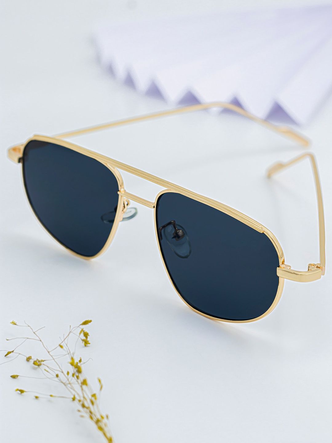 Bellofox Women Blue Lens & Gold-Toned Other Sunglasses Price in India