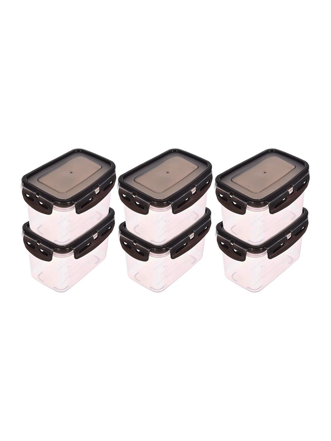 Kuber Industries Set of 6 Black & Transparent Solid Food Container Price in India
