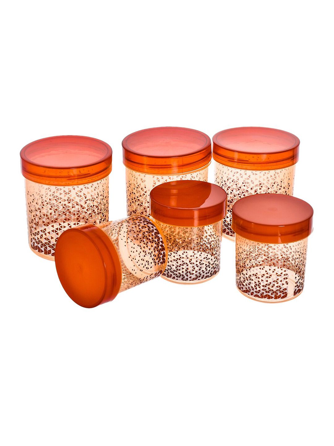 Kuber Industries Set Of 6 Brown Printed Plastic Storage Container With Lid Price in India
