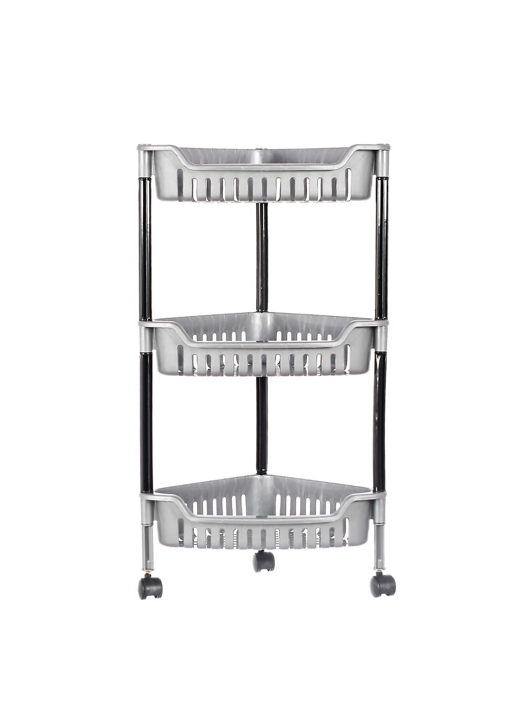 Kuber Industries Grey 3 Tier Triangle Storage Rack Price in India