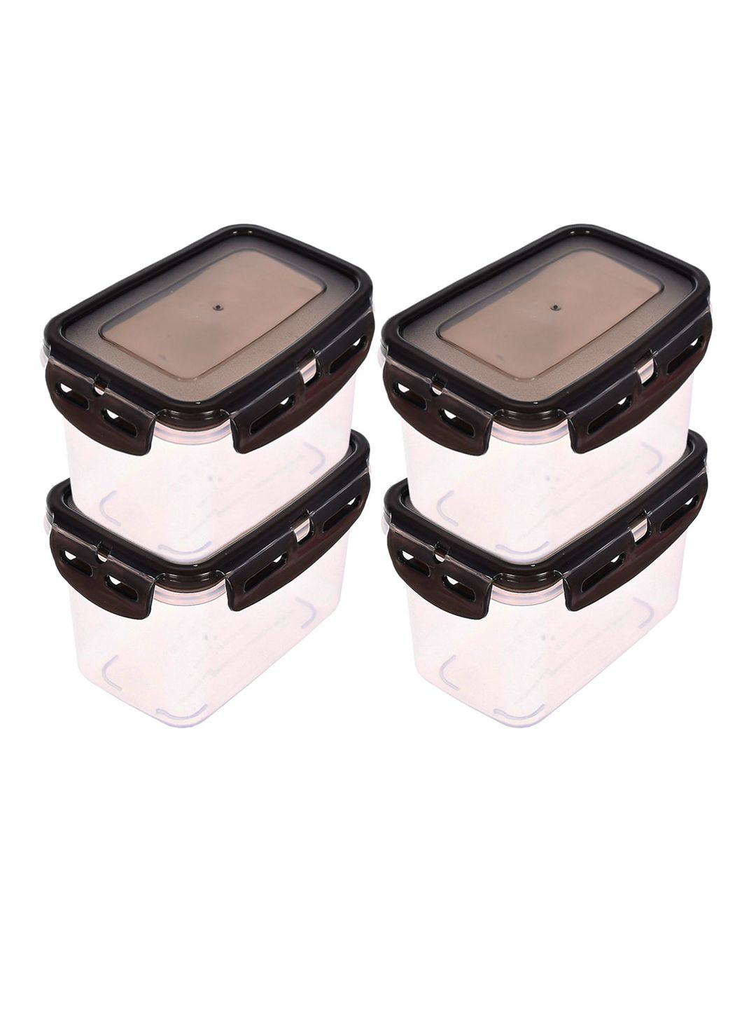 Kuber Industries Black Plastic Food Storage Container With Airtight Lock Lid- 600ml Price in India