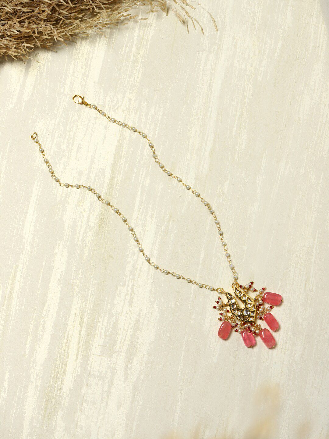 Ruby Raang Gold-Plated & Pink Brass Necklace Price in India