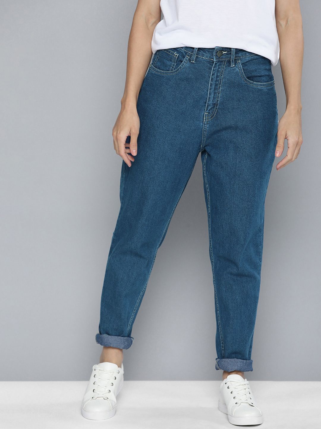 Mast & Harbour Women Blue Stretchable Mid Rise Casual Jeans Price in India