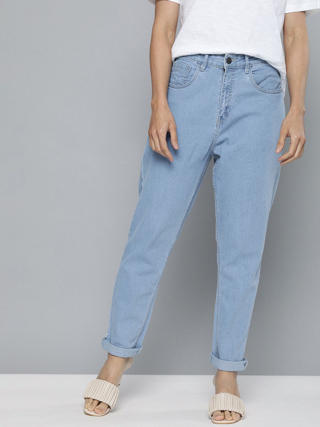 Mast & Harbour Women Blue Relaxed Fit Light Fade Stretchable Jeans Price in India