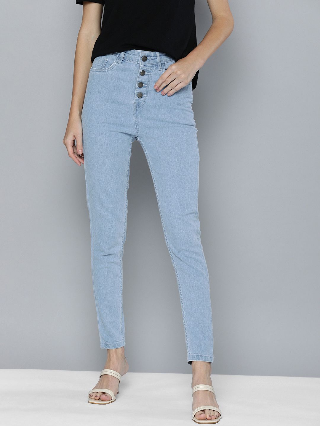 Mast & Harbour Women Blue Slim Fit High-Rise Stretchable Casual Jeans Price in India
