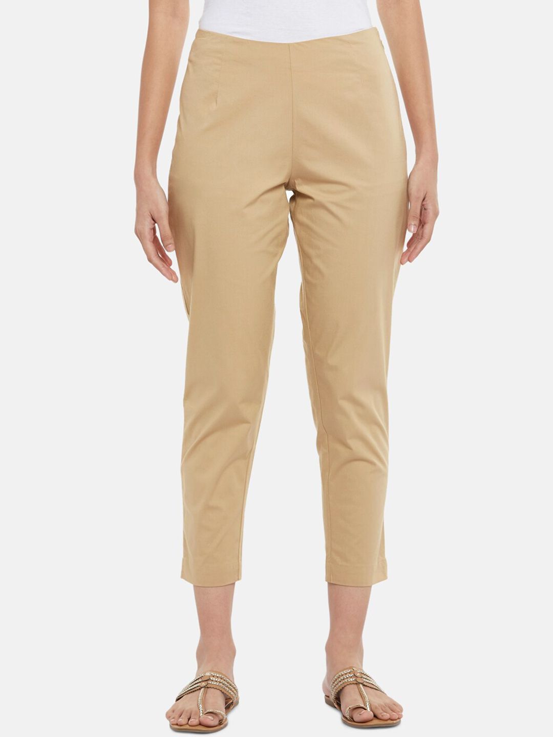 RANGMANCH BY PANTALOONS Women Beige Trousers Price in India