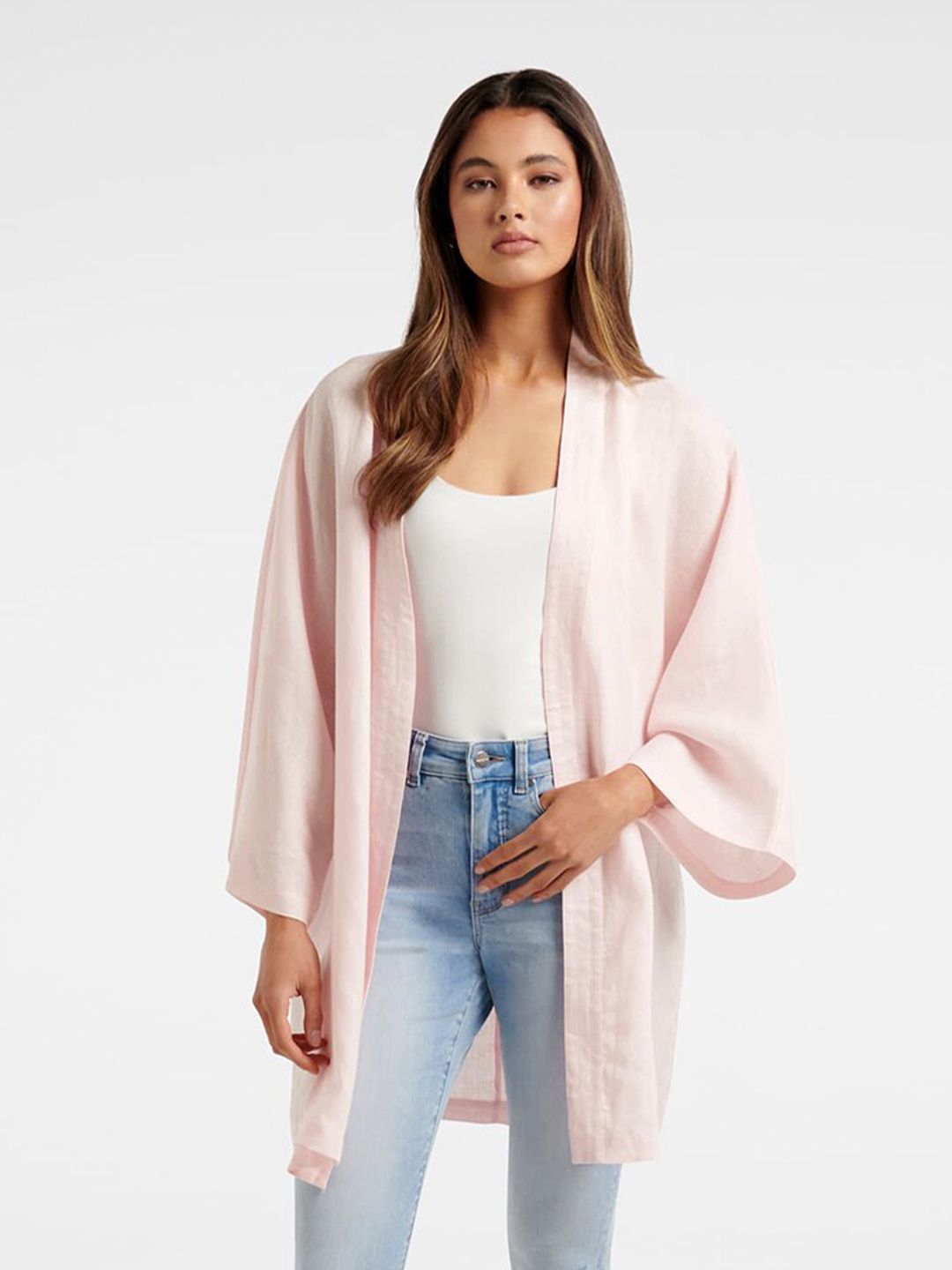 Forever New Women Pink Longline Shrug Price in India