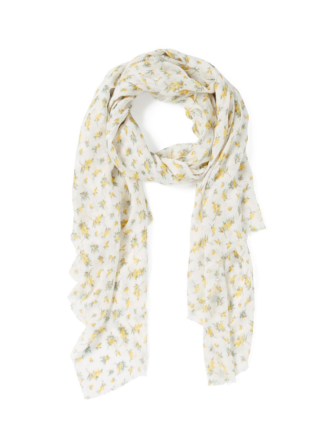Forever New Women White & Yellow Printed Scarf Price in India
