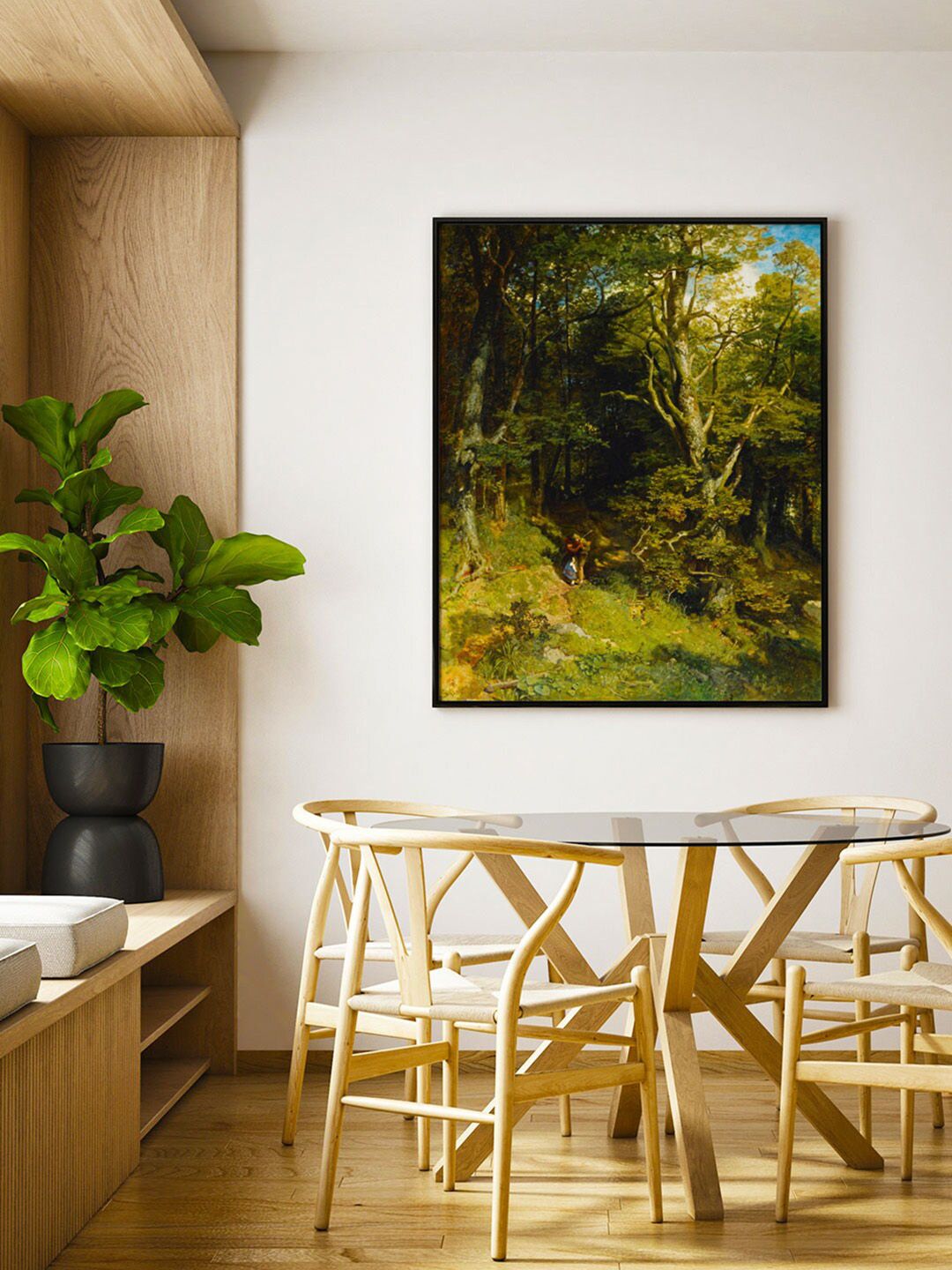 ARTSPACE Green & Blue Printed Embrace In The Forest Canvas Painting Wall Art Price in India