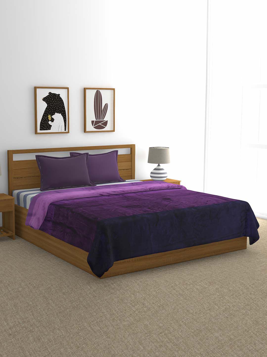 Athome by Nilkamal Purple & Violet AC Room 300 GSM Single Bed Blanket Price in India