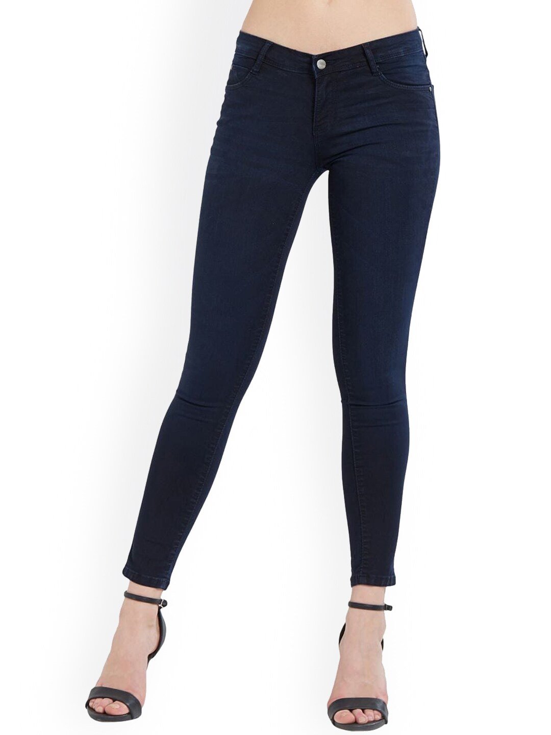 Kraus Jeans Women Navy Blue Cropped Skinny Fit Jeans Price in India