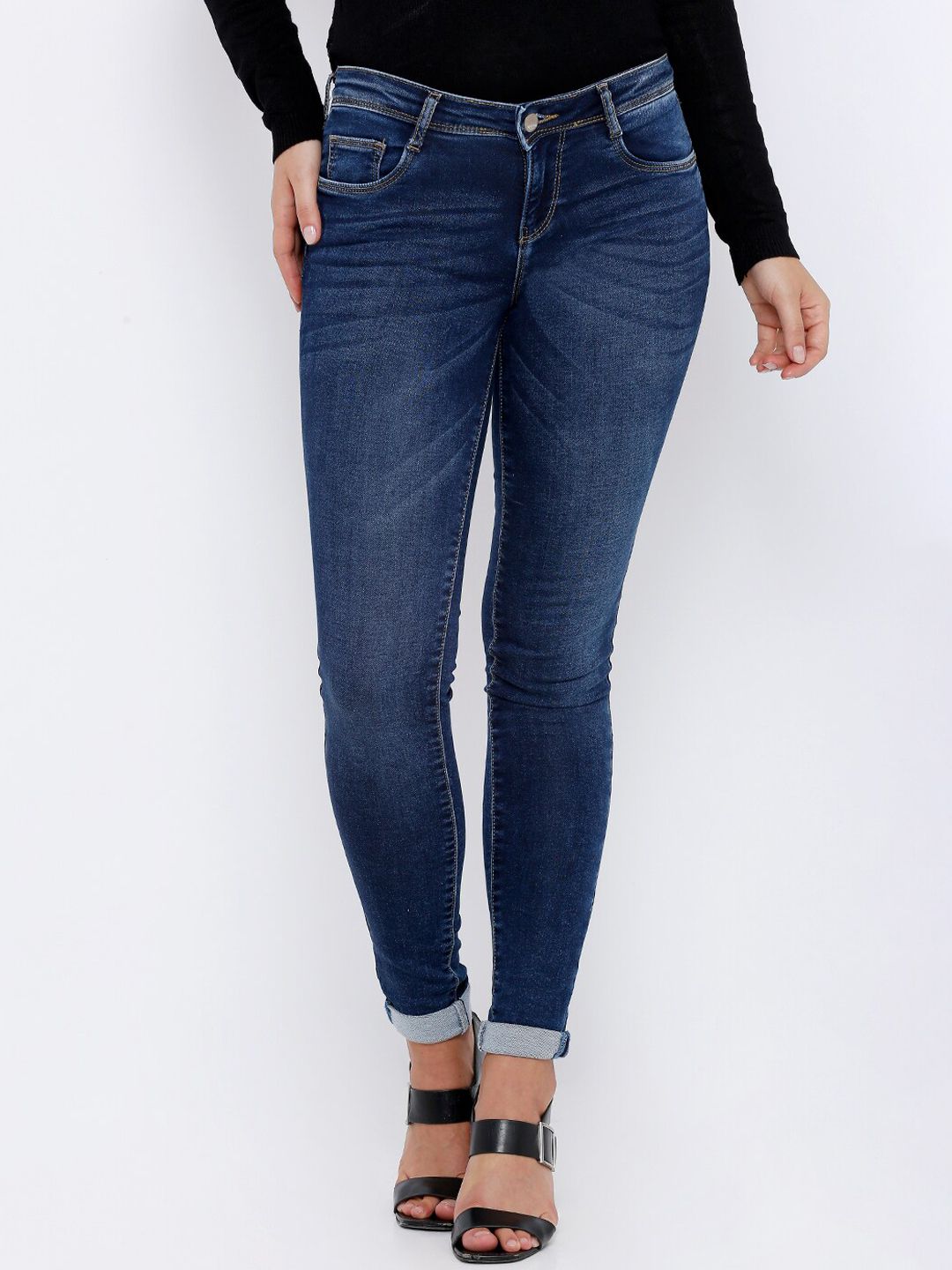 Kraus Jeans Women Blue Skinny Fit Light Fade Jeans Price in India