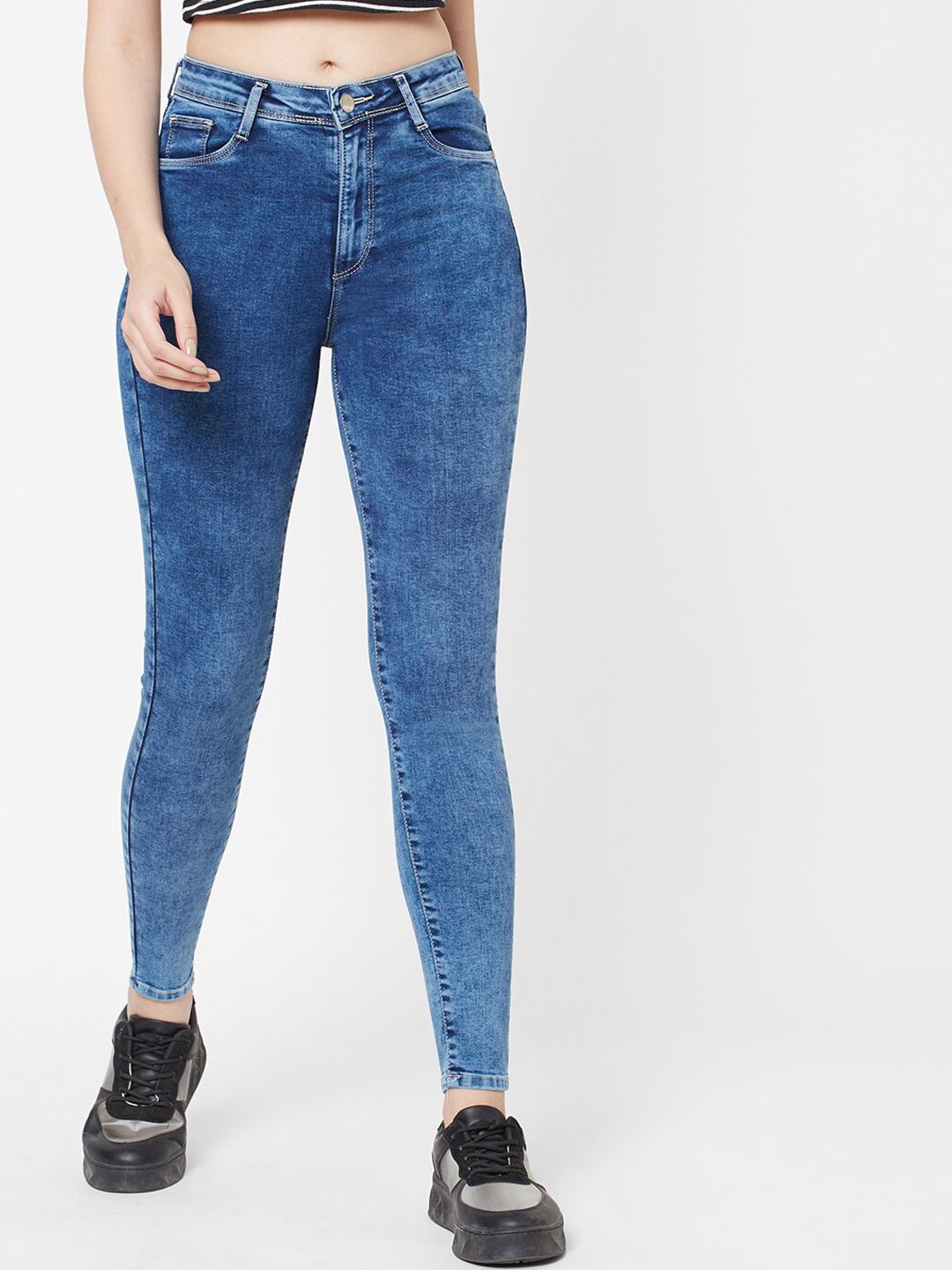 Kraus Jeans Women Blue Super Skinny Fit High-Rise Jeans Price in India