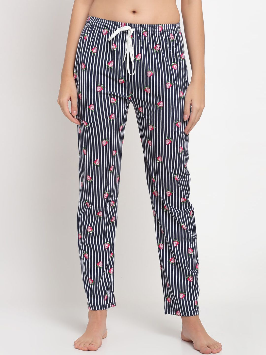 Boston Club Women Navy Blue Printed Cotton Lounge Pants Price in India