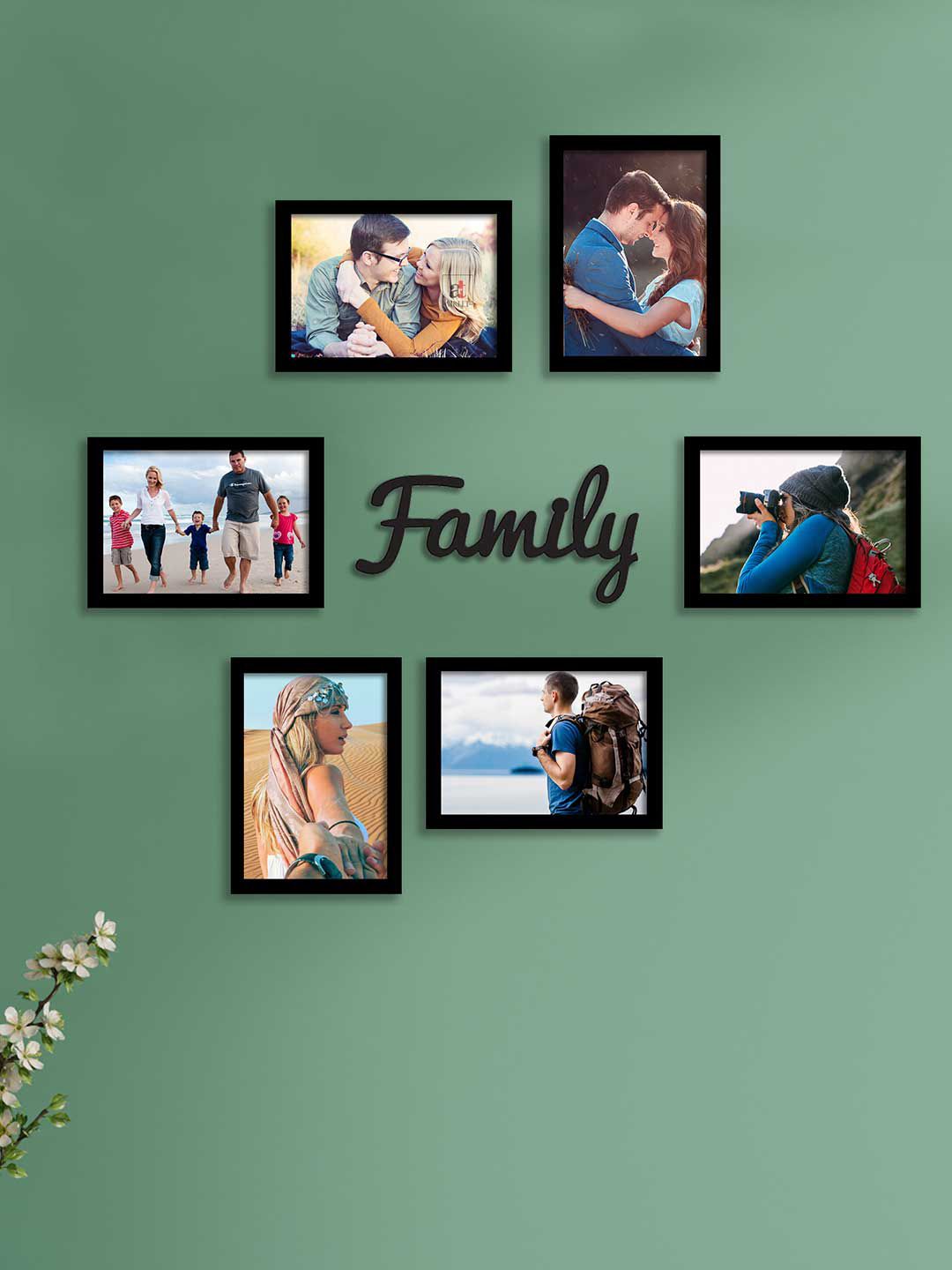 Art Street Set of 6 Black Solid Eco Series Photo Frames with Family MDF Plaque Price in India