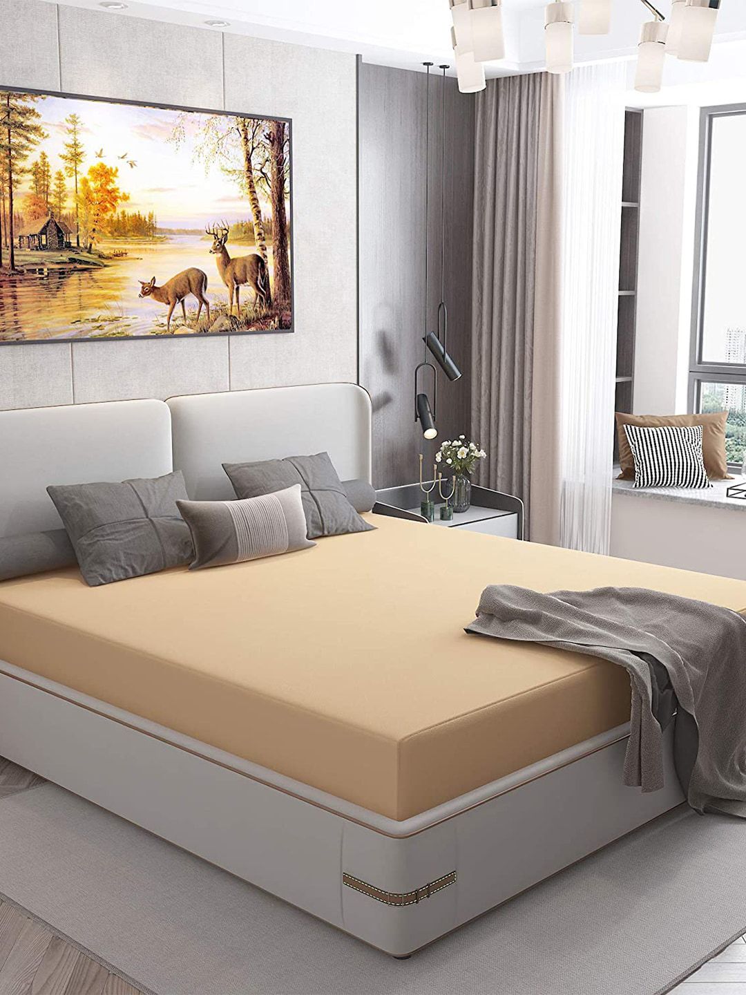 Hammer Home Beige King Size Water Proof Mattress Protector Price in India