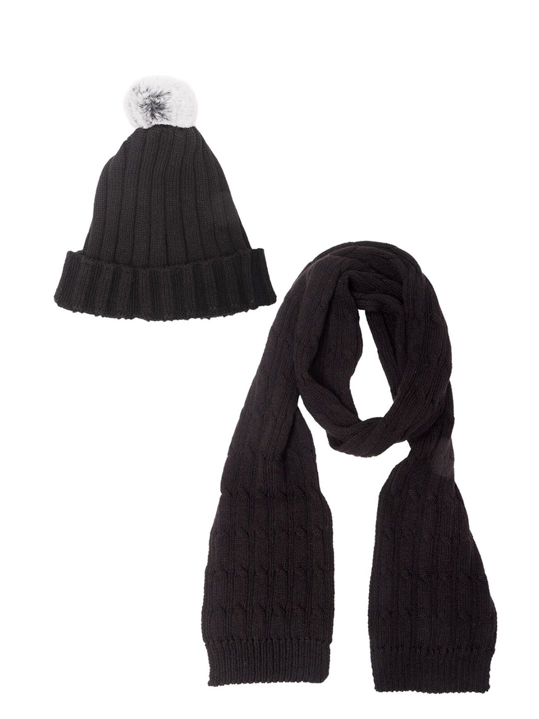 Bharatasya Women Black & Grey Beanie Price in India