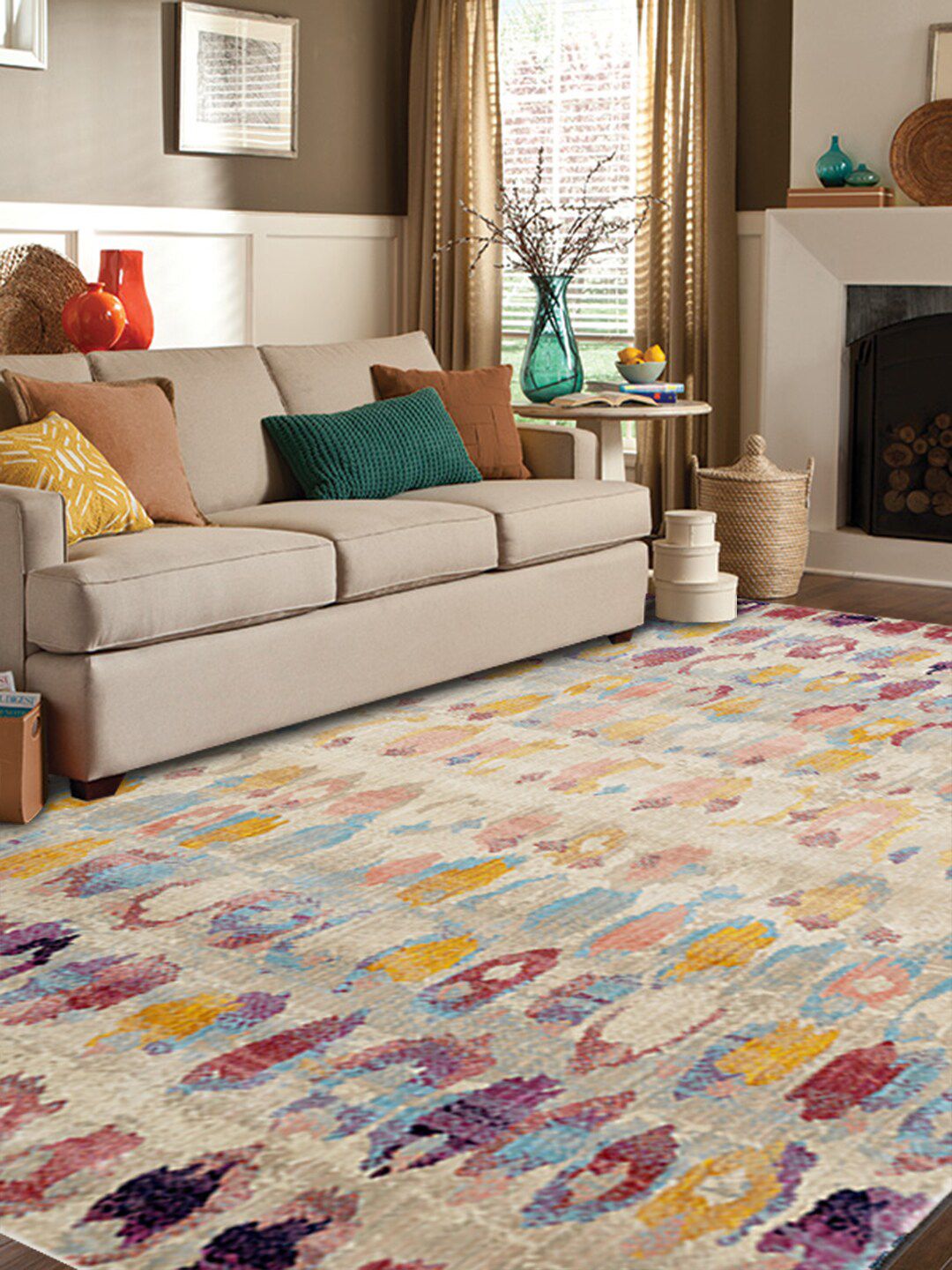 DDecor Multicoloured Ethnic Motifs Printed Traditional Carpet Price in India