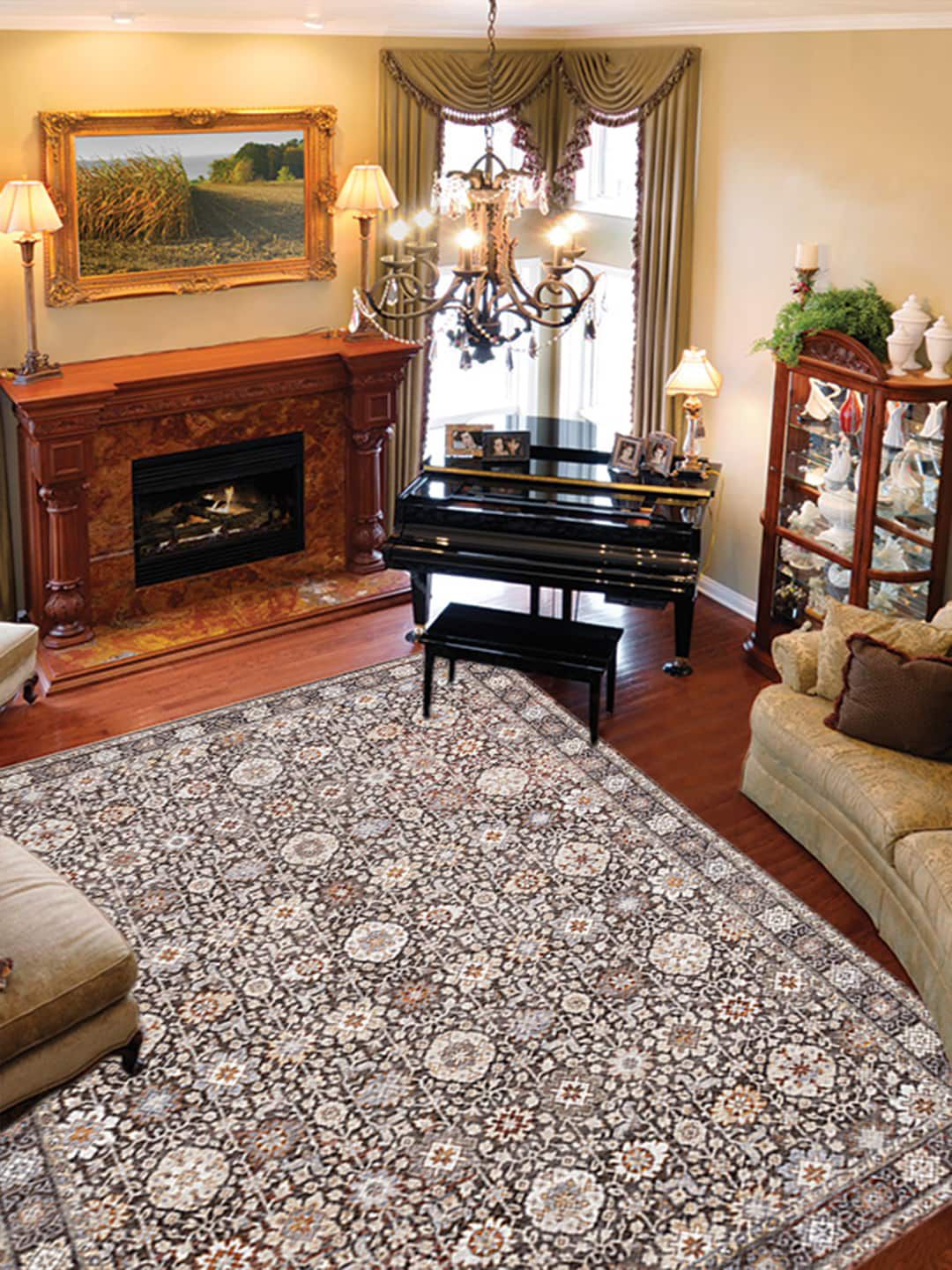 DDecor Brown & White Ethnic Motifs Traditional Carpet Price in India
