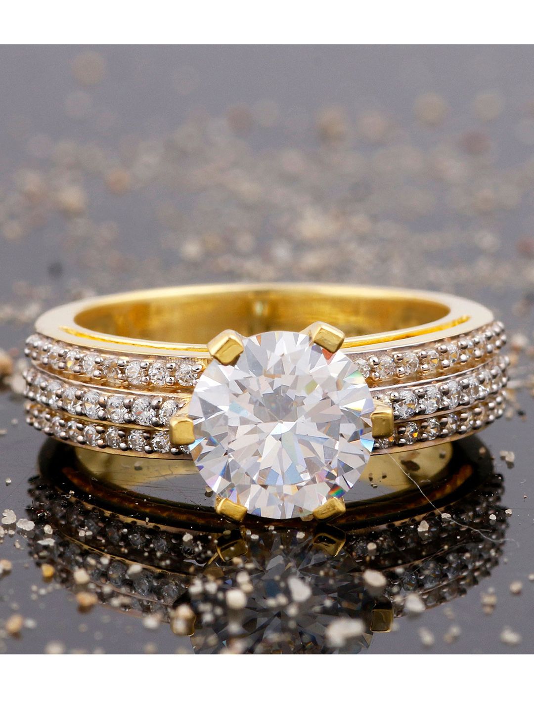 Silgo Gold-Plated Gold CZ studded Finger Ring Price in India