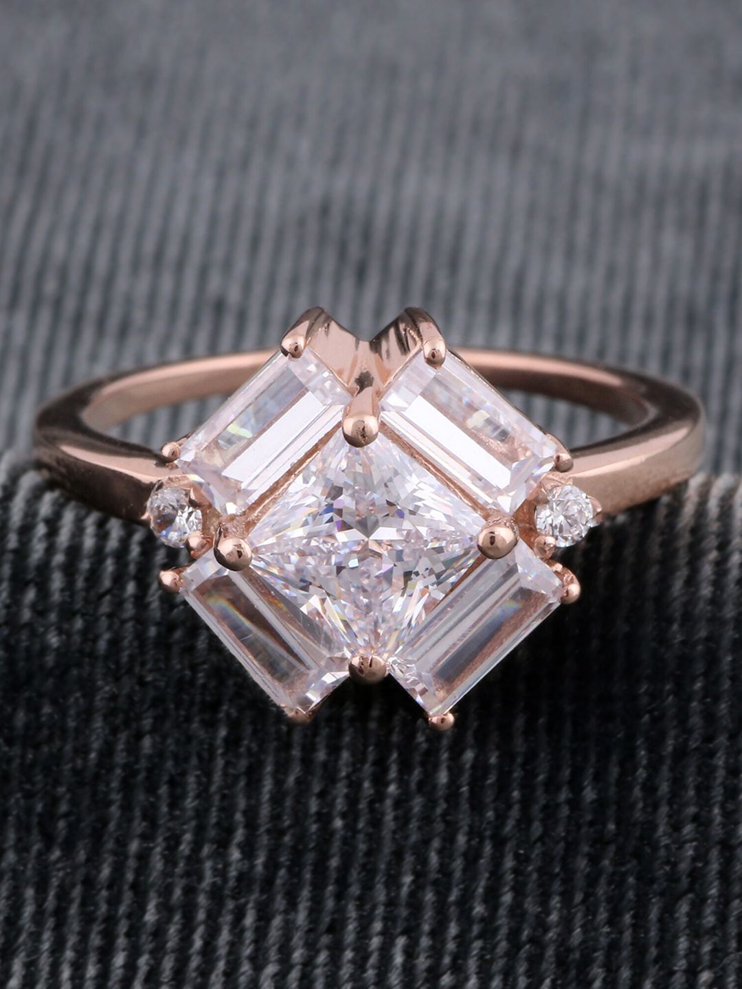 Silgo  Rose Gold-Plated Zirconia Studded Ring Price in India