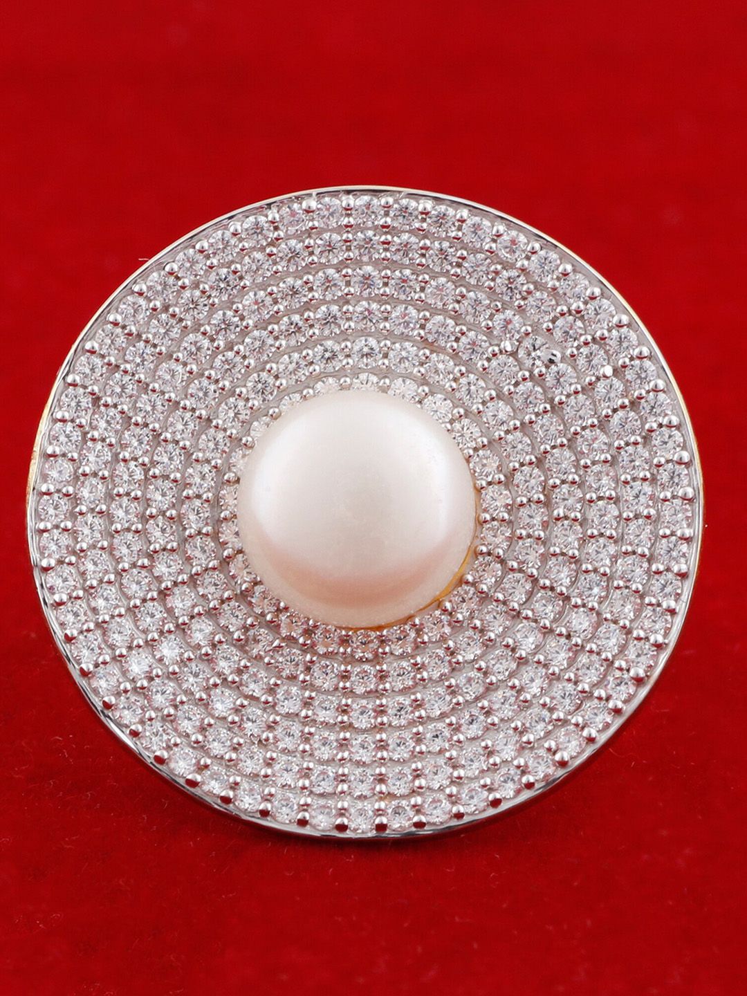 Silgo Gold-Plated & White Pearl-Studded & Beaded Finger Ring Price in India