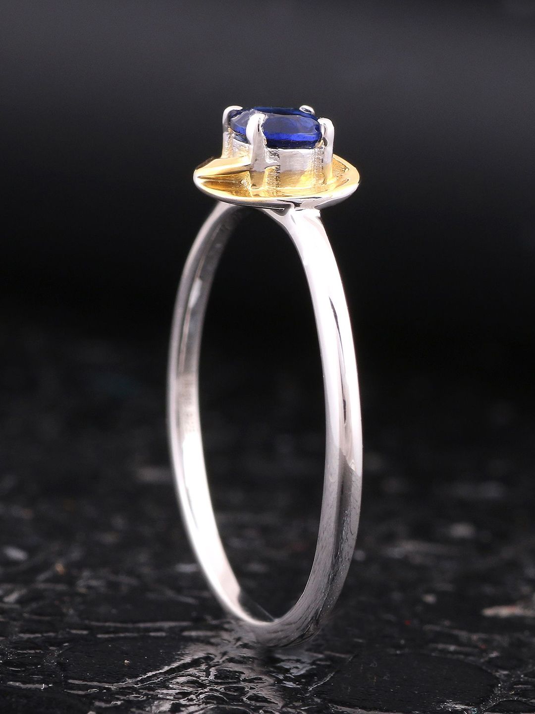 Silgo Gold-Plated Blue Cubic Zirconia-Studded Finger Ring Price in India