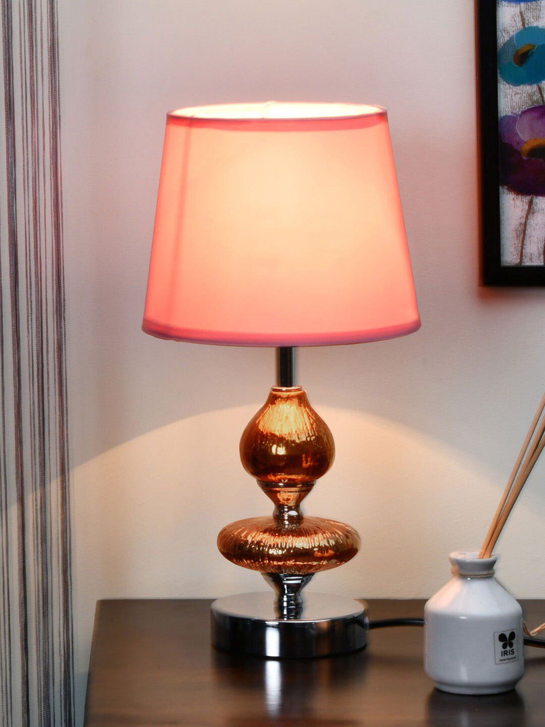 Athome by Nilkamal Pink Ceramic Table Lamp Price in India
