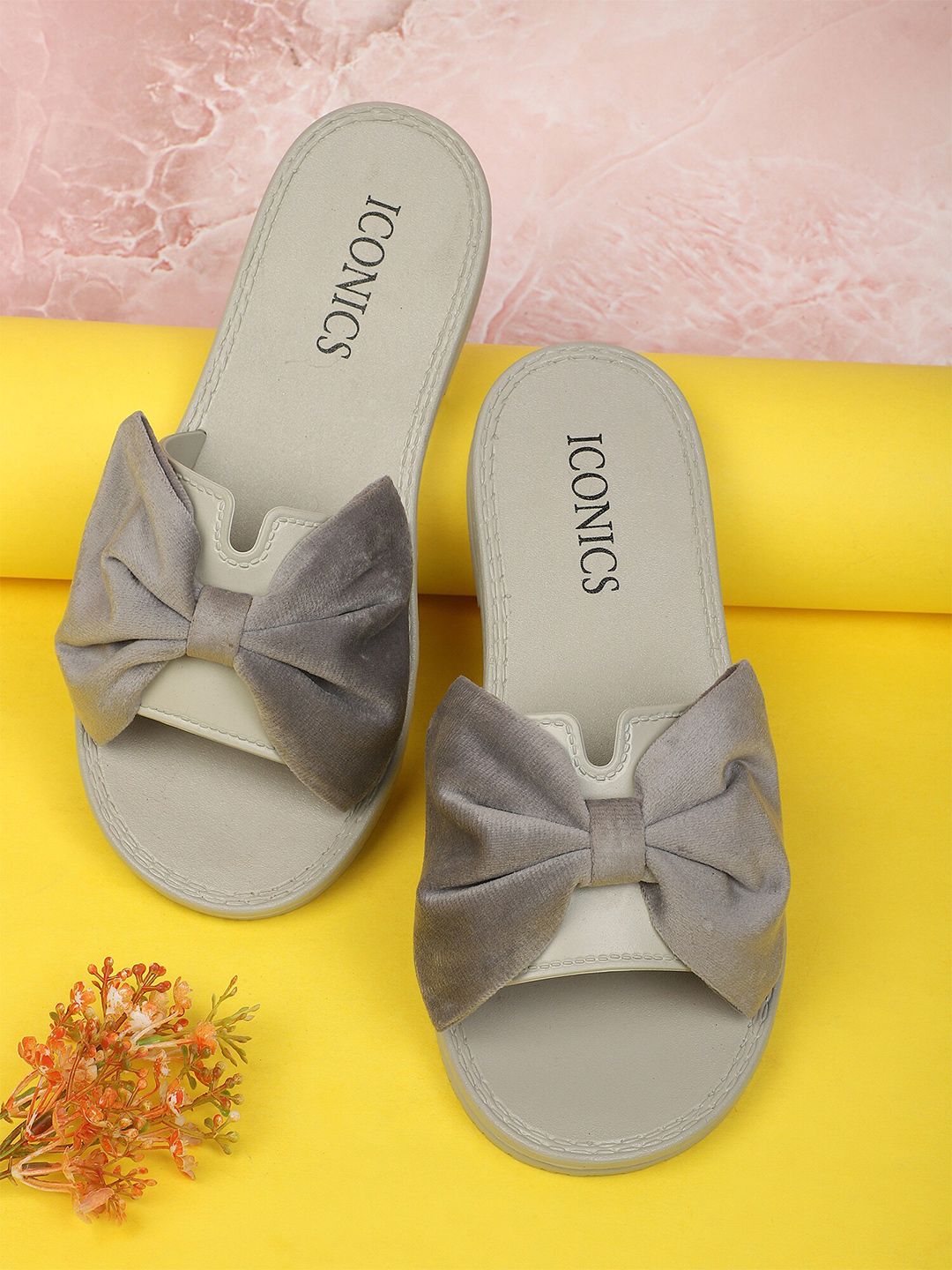 ICONICS Women Grey Sliders Price in India