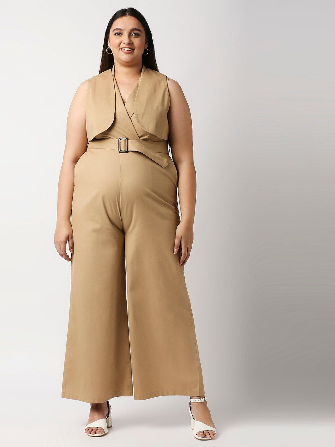 20Dresses Beige Basic Jumpsuit Price in India