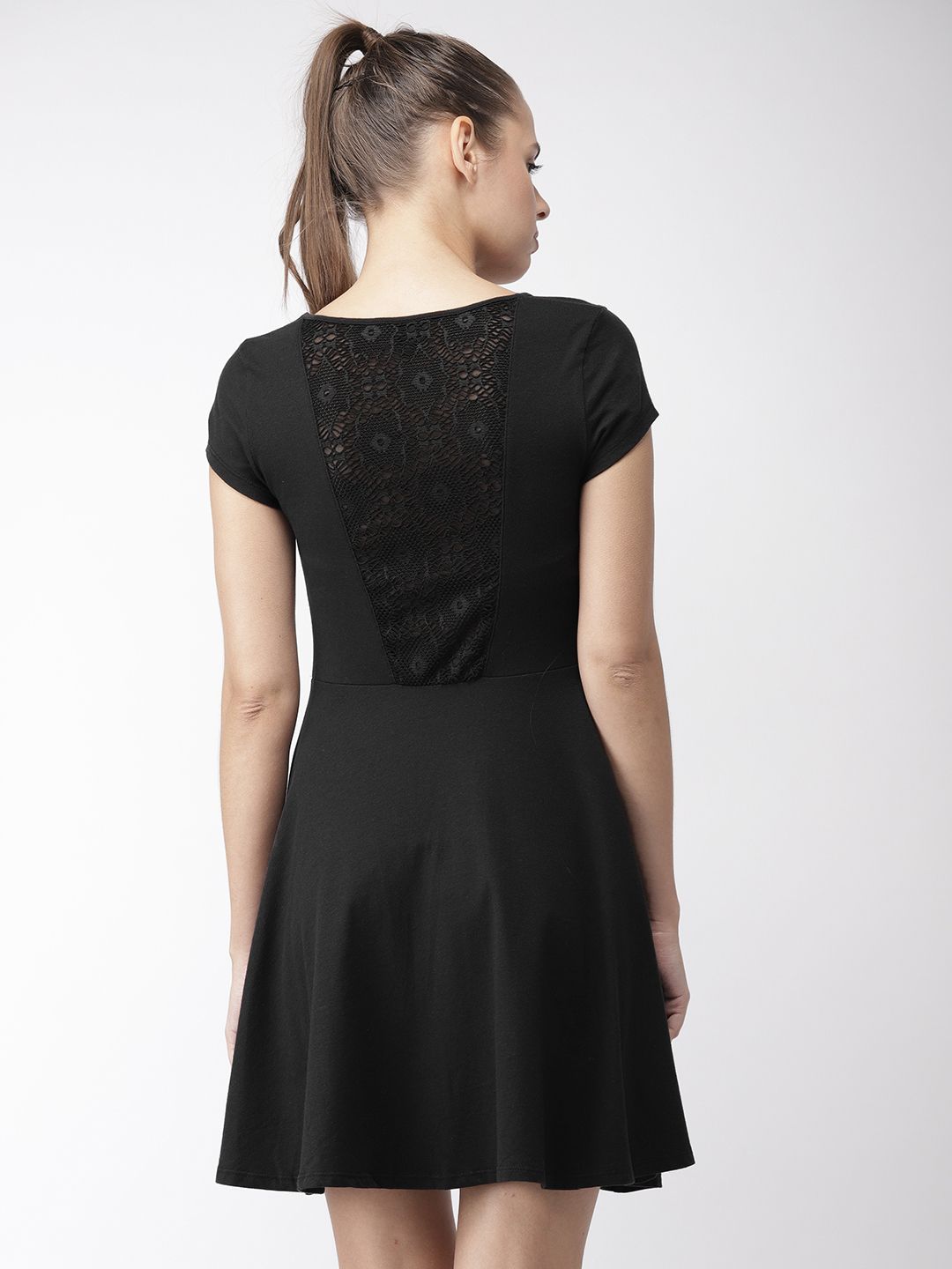 Buy Aeropostale Women Black Solid Fit and Flare Mini Dress With Styled Back  - Dresses for Women 1836856 | Myntra