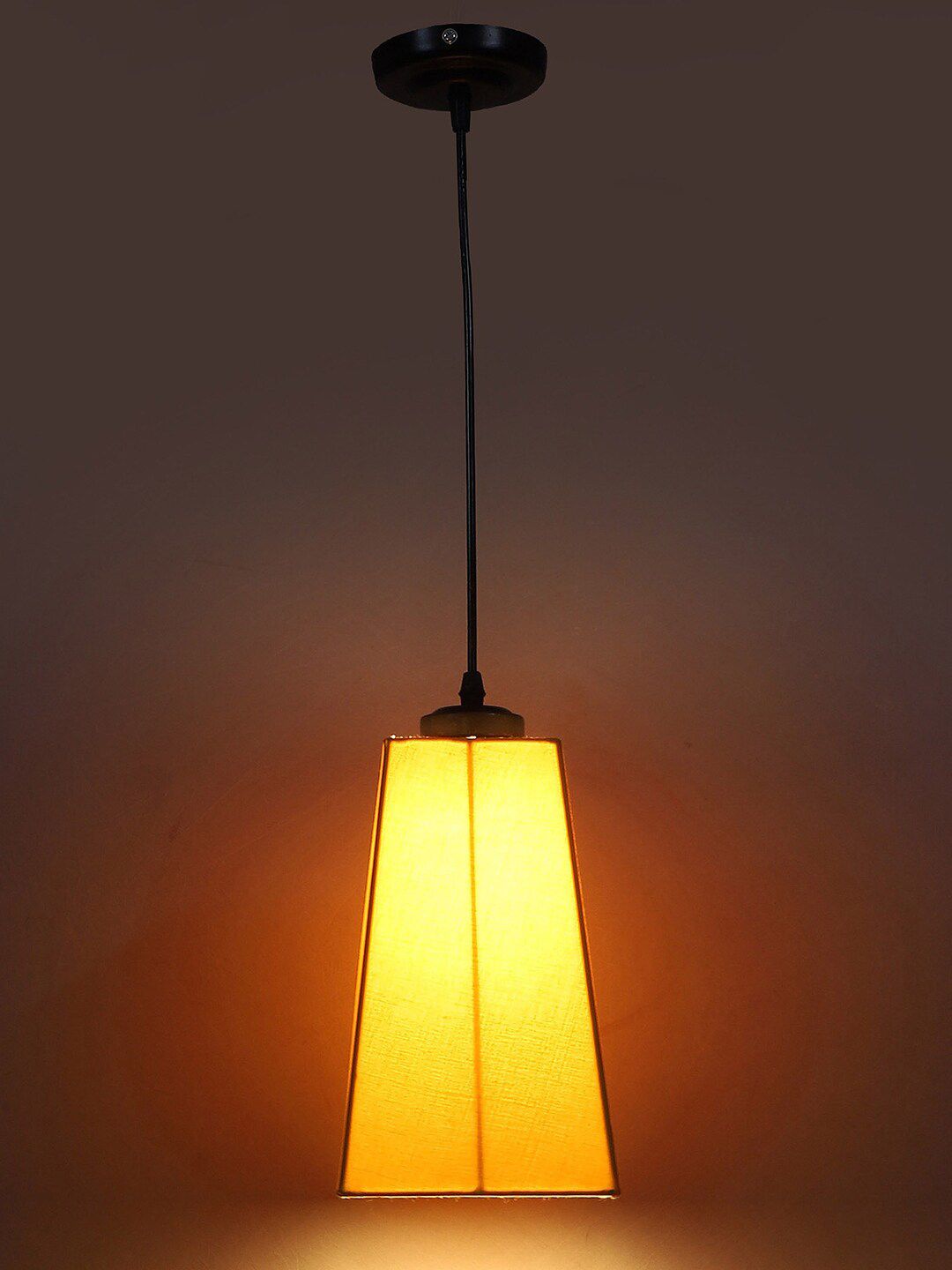 Devansh Yellow Cotton Pyramid Hanging Lamp Price in India