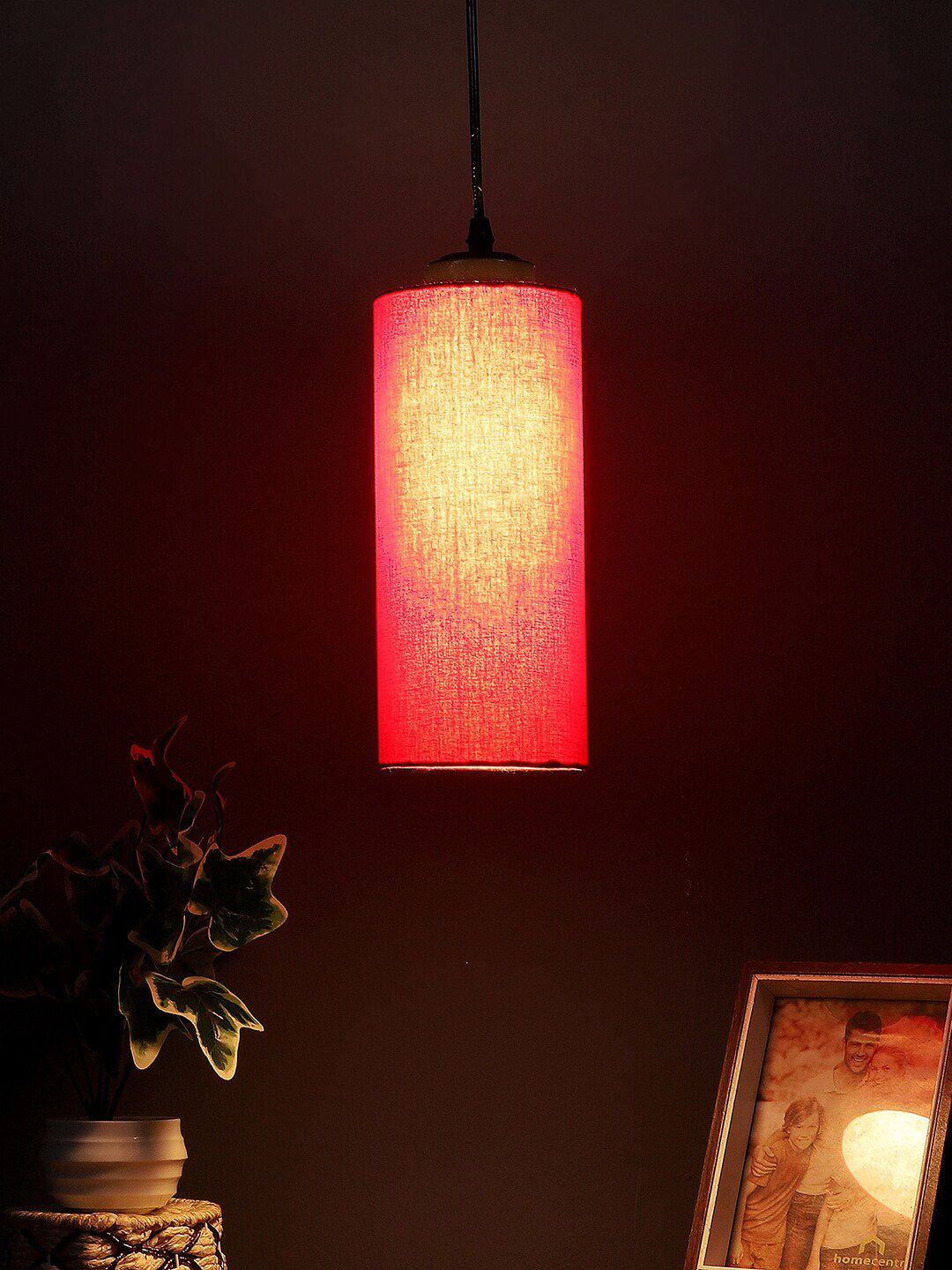 Devansh Red Cylindrical Hanging Lamp Price in India