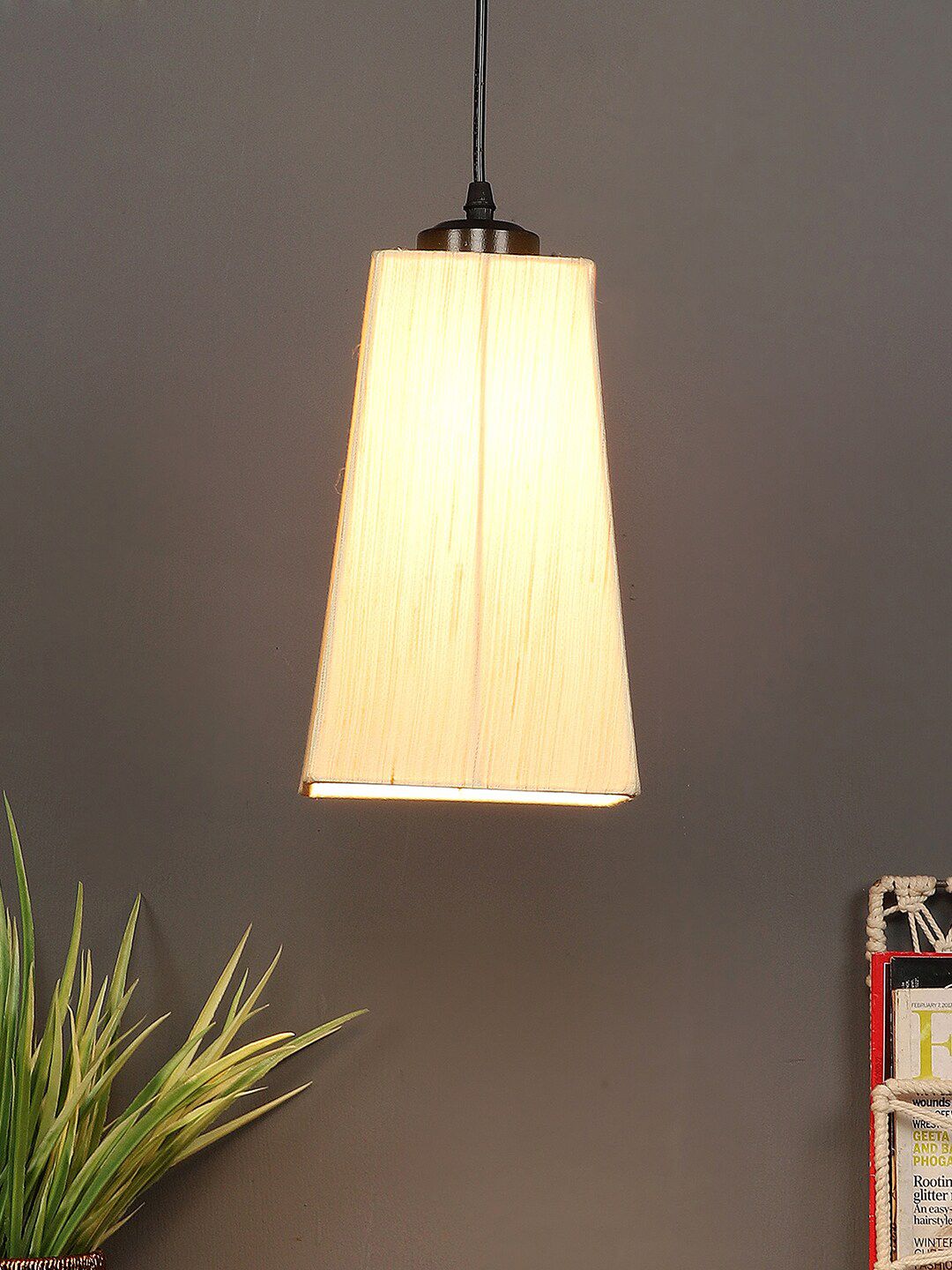 Devansh Off White Cotton Pyramid Hanging Lamp Price in India