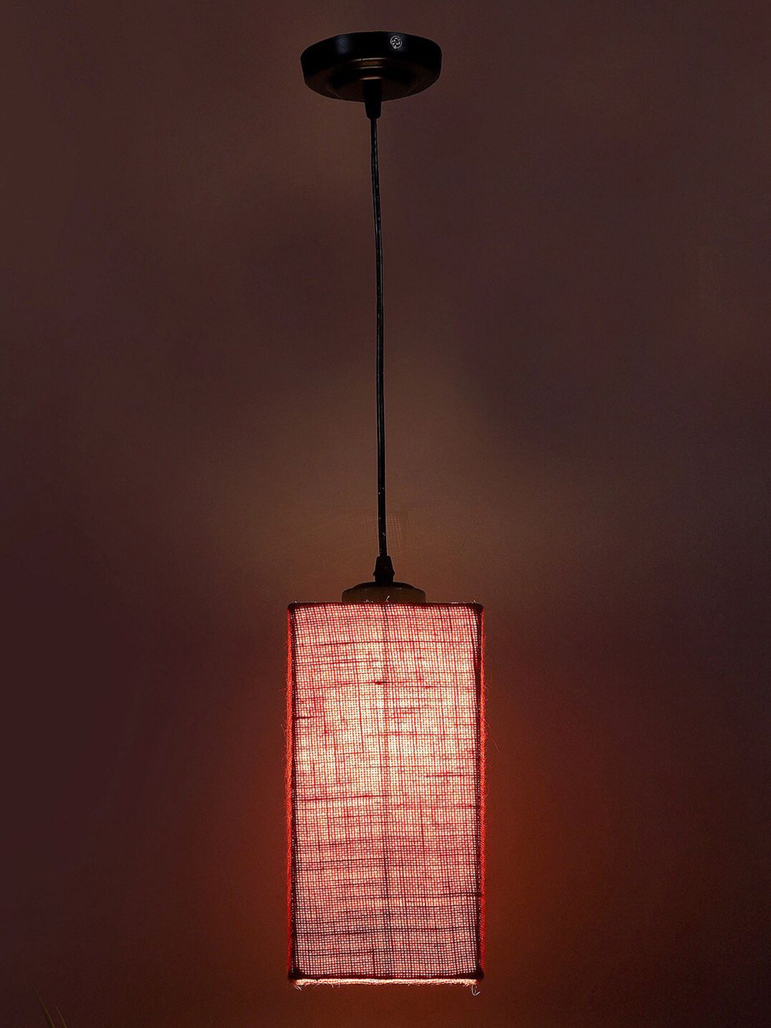 Devansh Pink Jute Square Contemporary Hanging Lamp Price in India