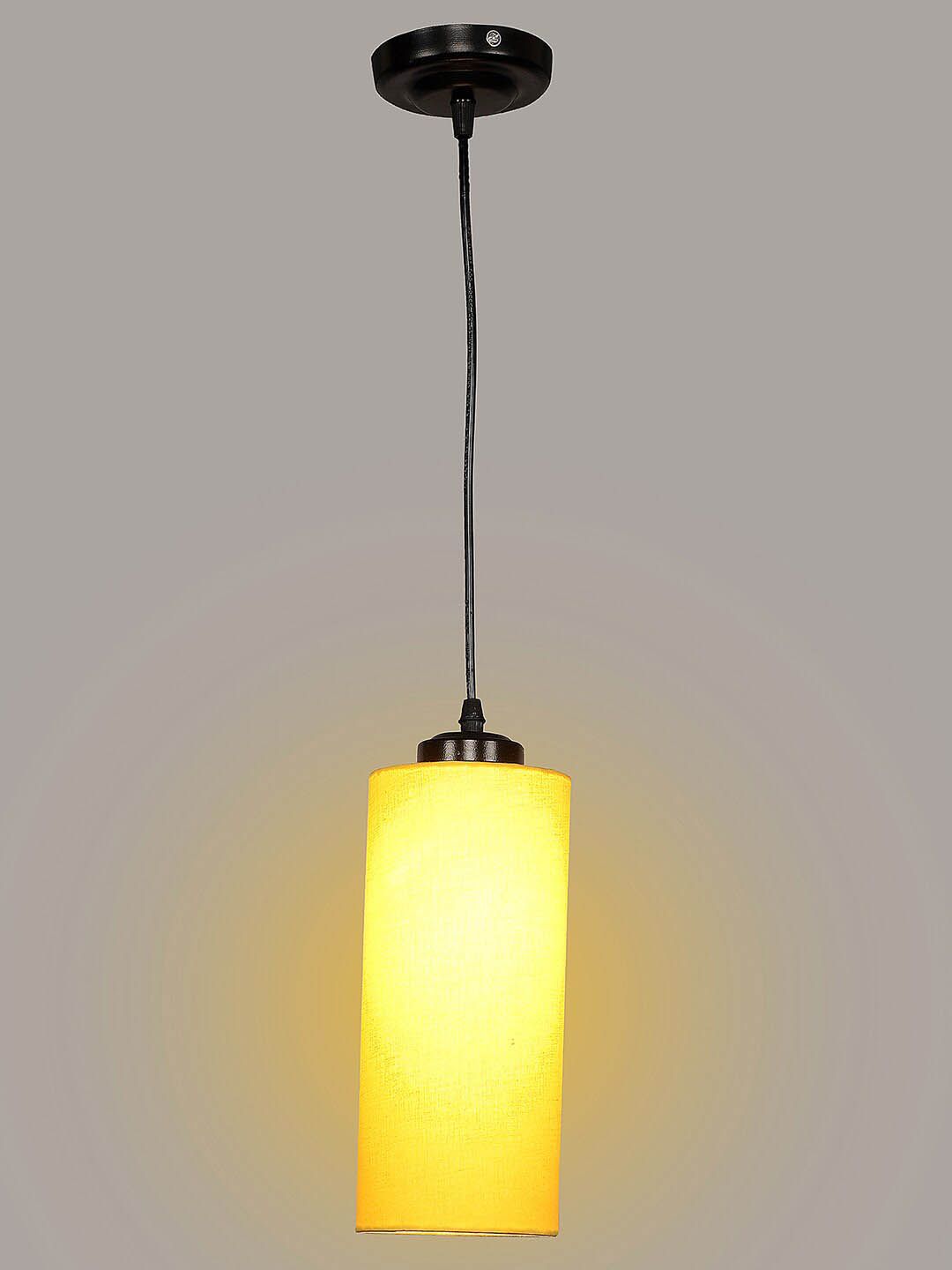 Devansh Yellow Cotton Cylindrical Ceiling Lamp Price in India