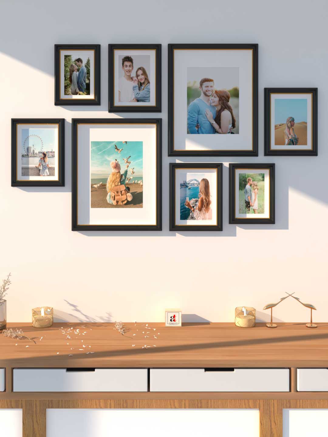 Art Street Set of 8 Black Solid 3D-Timeline Wall Photoframes Price in India